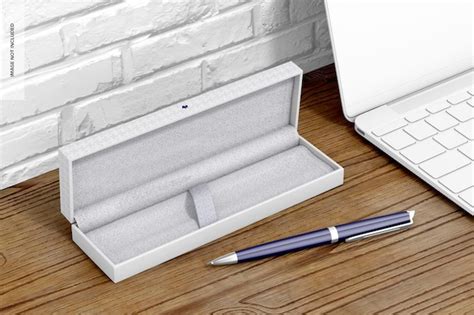 Ручка в подарочной коробке с макетом ноутбука | Премиум PSD Файл