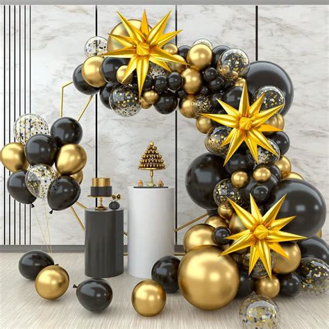 137pcs Balloons Arch Garland Kit Reusable Black Gold Balloons Set Diy Latex Birthday Party