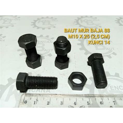 Jual Baut Mur Baja M X Hitam Kunci Panjang Cm Shopee