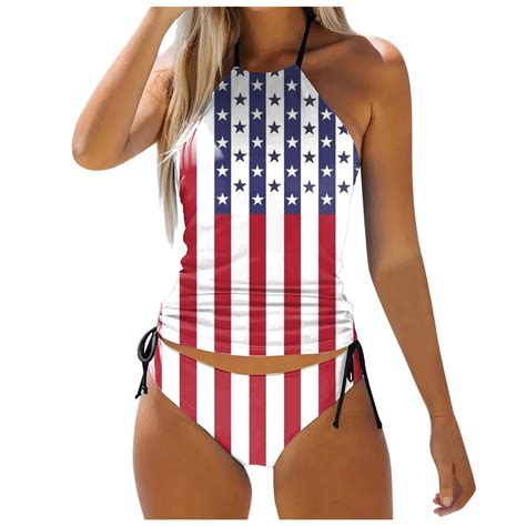 Gibobby 4th Of July Swimsuits For Women Womens Red White And Blue Swimsuit Two Piece Bikini Tank