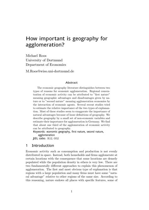 (PDF) How Important is Geography for Agglomeration?