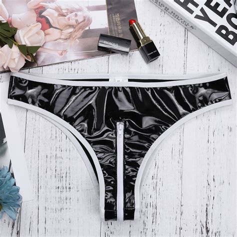 Sissy Women Wetlook Leather Latex Briefs Shorts Panty Lingerie Bikinis Underwear EBay