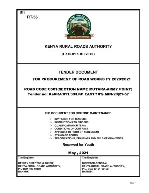 Fillable Online 1 TENDER NOTICE Pdf Kenya Rural Roads Authority Fax