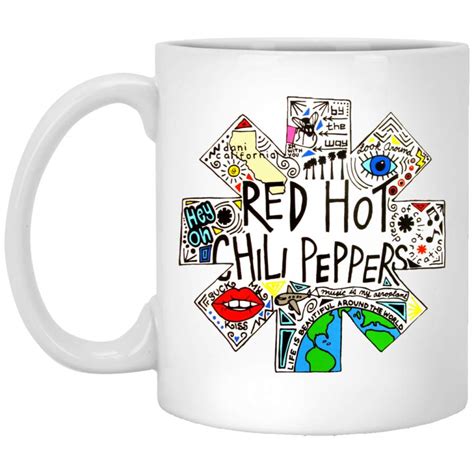 Bravado Adult Red Hot Chili Peppers Doodle Logo White Mug Brastrend