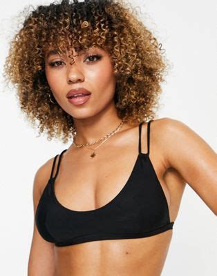 Missguided Mix Match Haut de bikini à encolure dégagée Noir ASOS