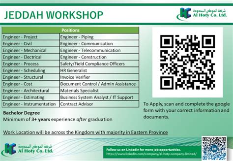vacancies jeddah workshop