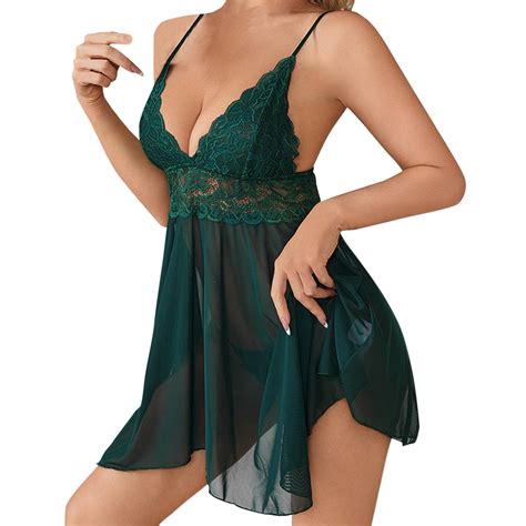 Jakanyq Women Exotic Lingerie Fashion Sexy Lace Underwear Chiffon Mesh Nightdress Comfort Nighty