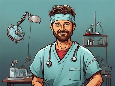 Hand Drawn Surgeon Cartoon Illustration Premium Ai Generated Image