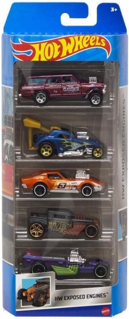 Amazon HOT WHEELS Set of Five Car Hw Exposed Engınes Hfv Toys Games