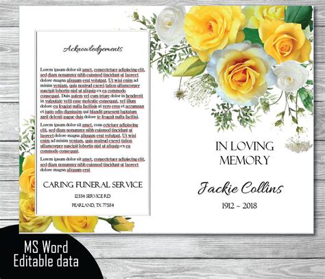 Diy Printable Memorial Program Printable Funeral Program Template