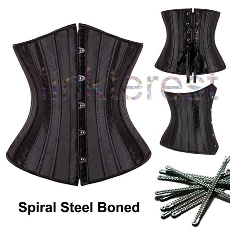 Sexy Black Bustier Overbust Corset Top Waist Training Lace Up Steampunk Lingerie Ebay