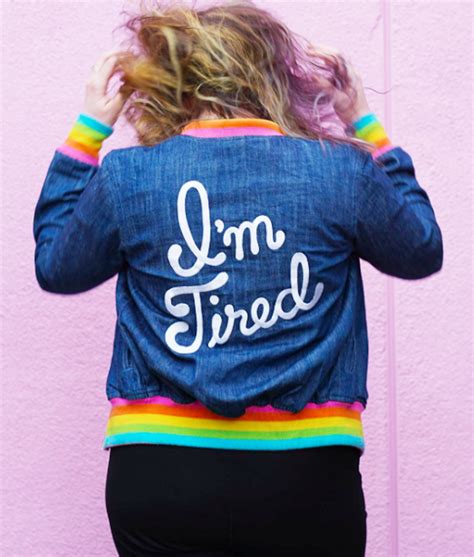 Varsity Denim Im Tired Jacket