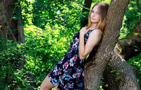 Wallpaper Forest Long Hair Trees Nature Brunette Countryside Gorgeous Posing For Mobile