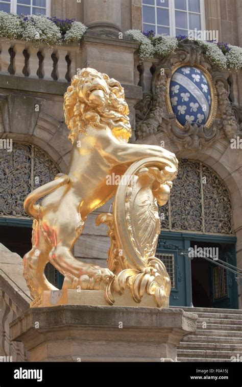 Side View Of Hessen Lion In Front Of City Hall Coat Of Arms Kassel