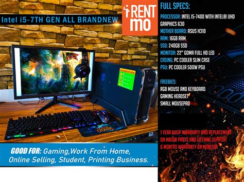 intel   gen  gb ram    led pc set buy rent pay