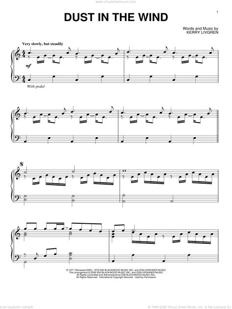 Kansas Dust In The Wind Sheet Music For Piano Solo Pdf