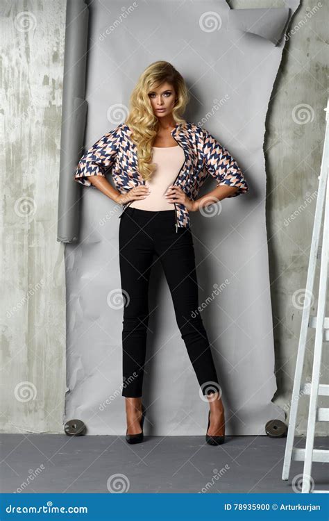 Glamorous Curvy Blonde Woman Stock Photo Image Of Female Model