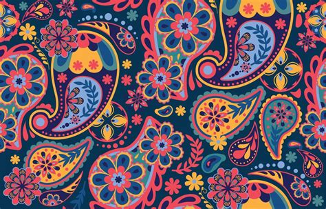 Colorful Paisley Pattern With Cute Retro Colors 6879947 Vector Art At