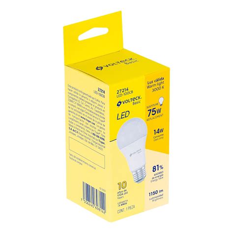 Lámpara de LED tipo bulbo A19 14 W luz cálida caja Basic De LED 27214