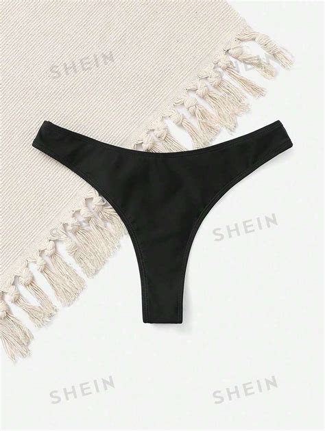 SHEIN Swim Bottom de bikini unicolor corte alto Mode de Mujer SHEIN España