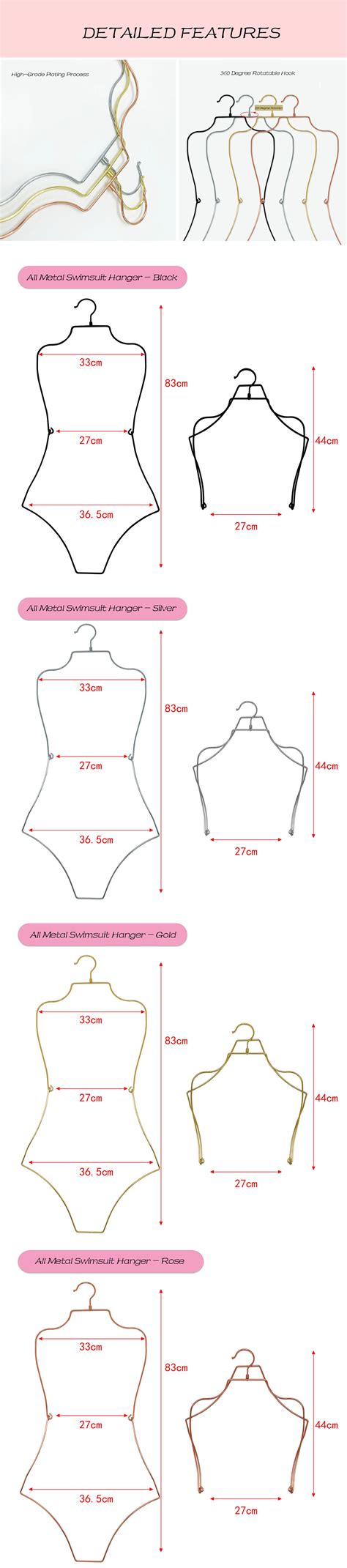Luxury Golden Shape Hanger Collapsible Metal Hanger Rose Gold Swimsuit Display Bikini Body Shape