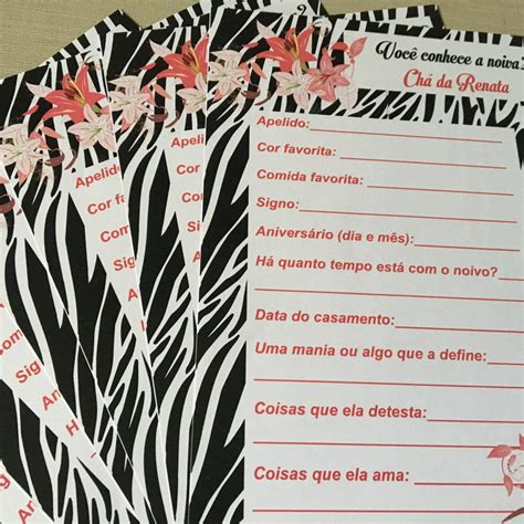 Brincadeira Você Conhece a Noiva Chá de Lingerie Elo7