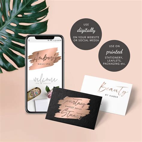 Rose Gold Branding Kit Template Customizable Bronze Logo Etsy