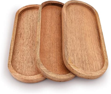 Samhita Lot De 3 Plateaux Ovales En Bois De Manguier Parfaits Pour