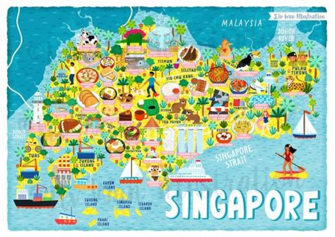 Singapore Map Poster, Fun Colourful Map Poster