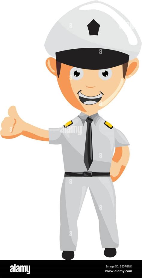 Airplane Pilot Thumb Up Cartoon Character Aircraft Captain In Uniform