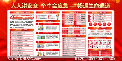 红色大气2024年安全生产月展板psd源文件大图网图片素材