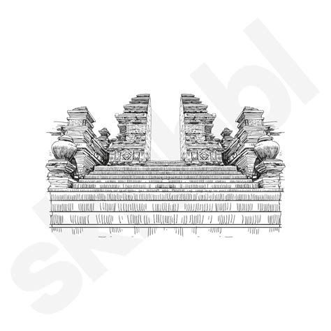 gate steps illustration historical buildings