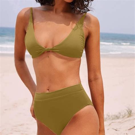 Bikini Maillot De Bain Bikini Mince Sexy Couleur Unie Pour Femmes La Mode Vert Cdiscount Pr T