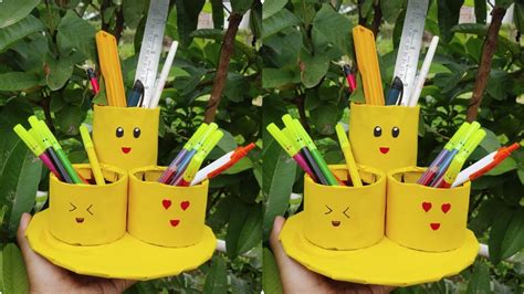 Diy Easy Pen Holder Making Tutorial How To Make Pen Holder From Waste