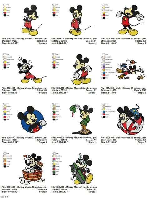 Mickey Mouse Embroidery Design Bundle Etsy