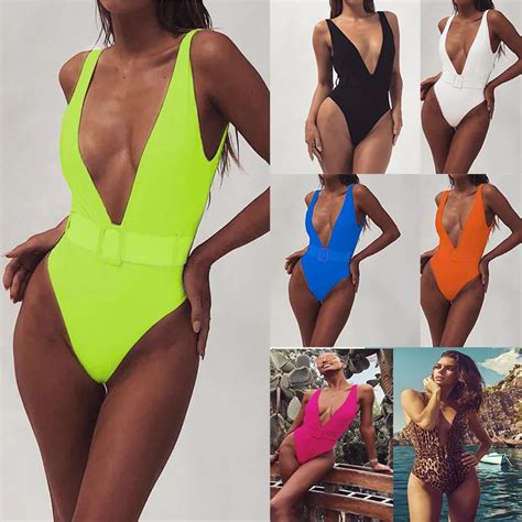 Athvotar Athvotar Hot Style Female Piece Swimsuit Leopard Print Belt Buckle Integrated Bikini