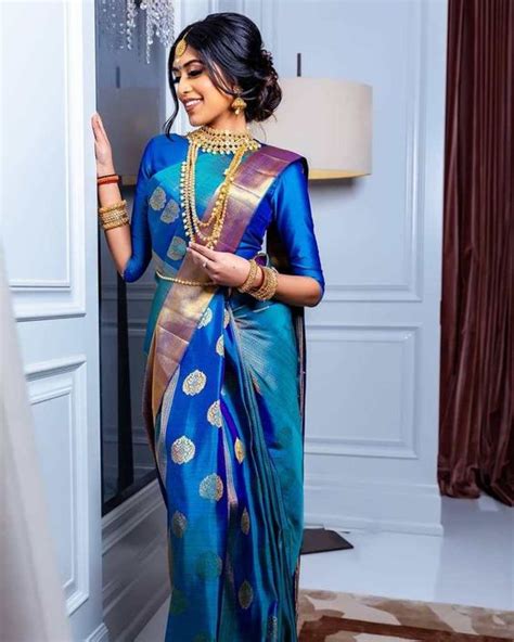 30 Blue Blouse Designs For Blue Silk Saree Candy Crow