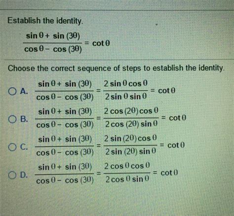 Solved Establish The Identity Sin Theta Sin Chegg