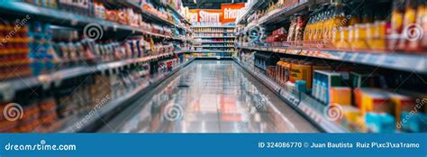 aisle   grocery store   products  shelves stock photo