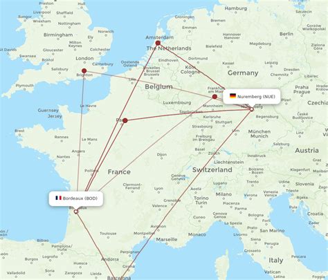 All Flight Routes From Bordeaux To Nuremberg BOD To NUE Flight Routes