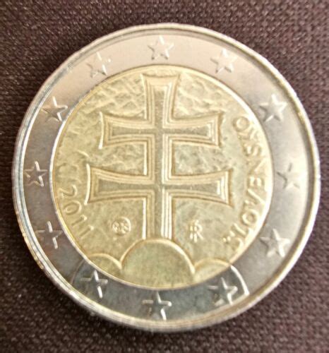 2 Euro Münze 2011 Slowakei SLOVENSKO Doppelkreuz Fehlprägung sehr