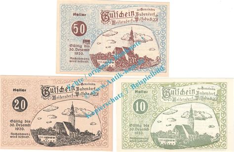 Notgeld AT 3 Scheine Kpl Bubendorf Notgeld Set Mit 3 Scheinen In Kfr