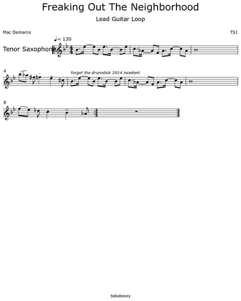Freaking Out The Neighborhood - Sheet music for Tenor Saxophone