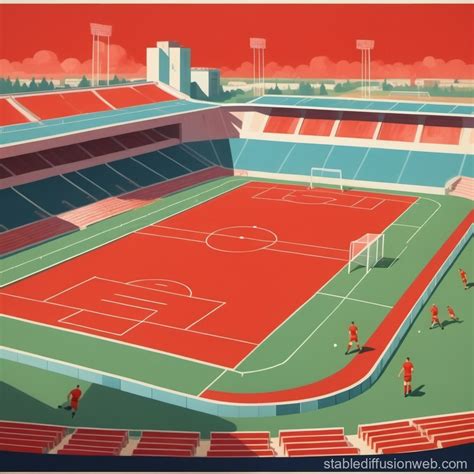 Vibrant Soviet Style Sports Ground Illustration Stable Diffusion Online