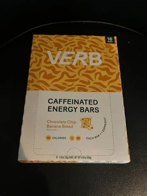 New Verb Energy Caffeinated Energy Bars Pack Chocolate Chip