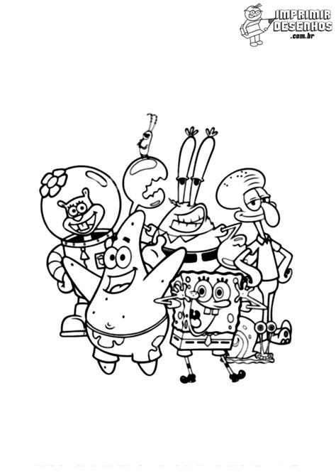 Bob Esponja E Principais Personagens Para Colorir Imprimir Desenhos