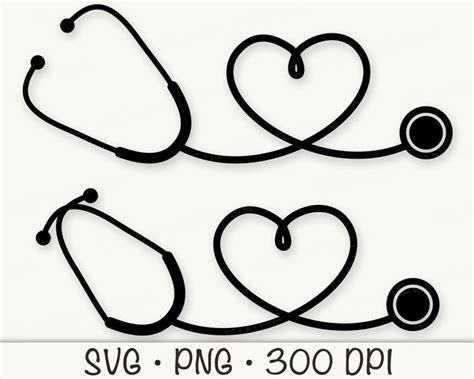 Stethoscope Heart Svg Nurse Svg Doctor Rn Np Vector Cut File And