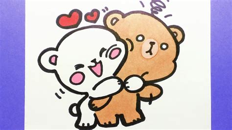 How To Draw Cute Teddy Bear Hugging Milk And Mocha Youtube