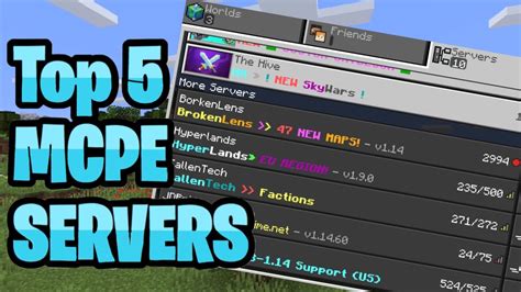 Top 5 Servers For Minecraft Pe Minecraft Bedrock YouTube