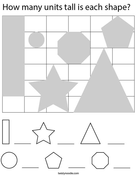 How Many Units Tall Is Each Shape Math Worksheet Twisty Noodle